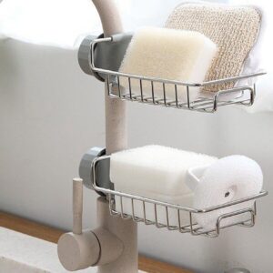 1set Faucet Drain Rack, Stainless Steel Soap Holder For Home