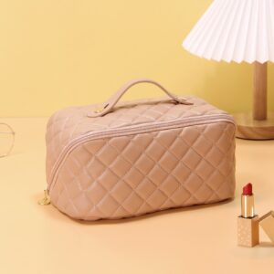 1pc Quilted Detail Makeup Bag