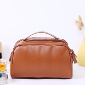 1pc Multifunction Brown Simple Fashion Large Capacity Travel Storage Portable Makeup Bag For Women Girls