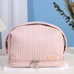 1pc Pink PU Cake Portable Large Capacity Household Organize Travel Makeup Bag For Women Girls